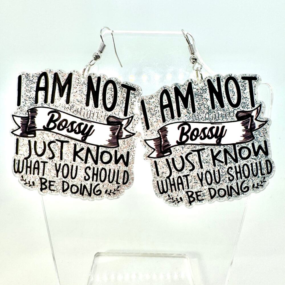 Bossy Earrings - Funny Earrings - Gifts for Bosses - Gifts for Teens